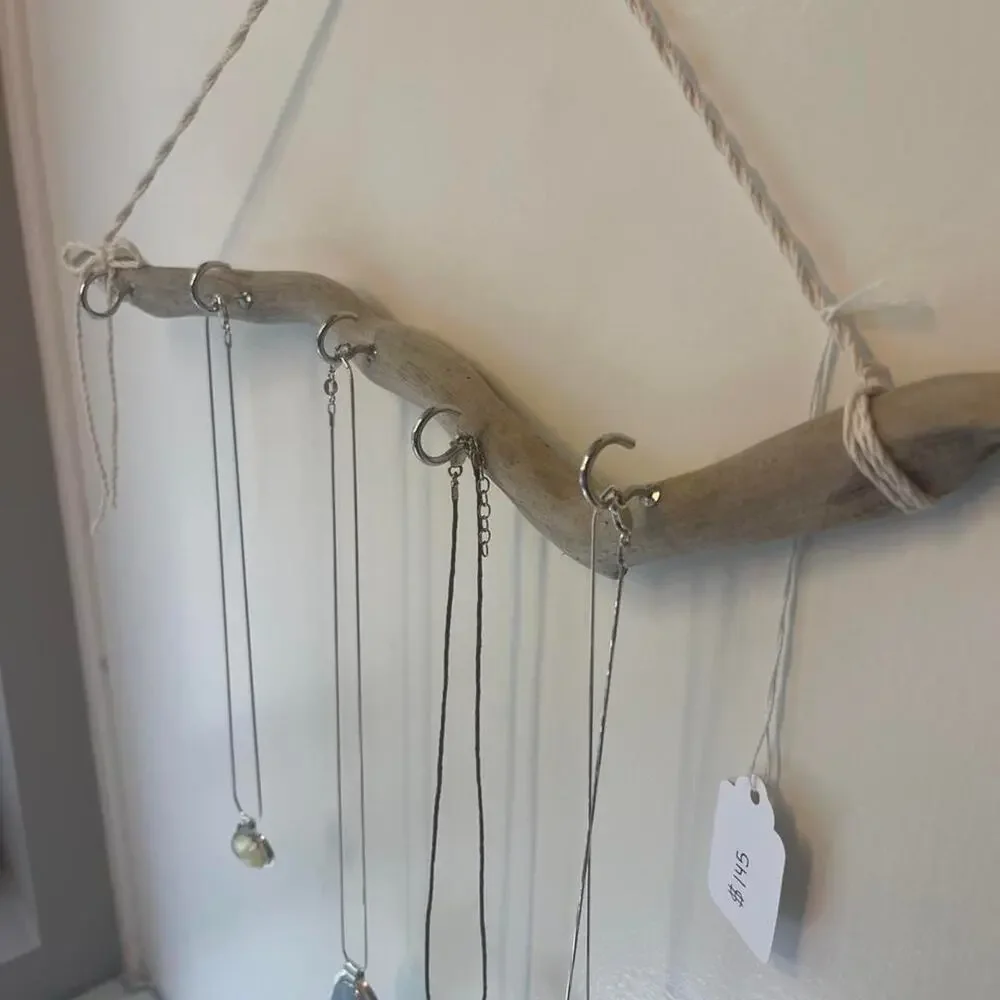 Driftwood Necklace Holder 5 Hooks Jewelry Organizer Laguna Beach ☀️